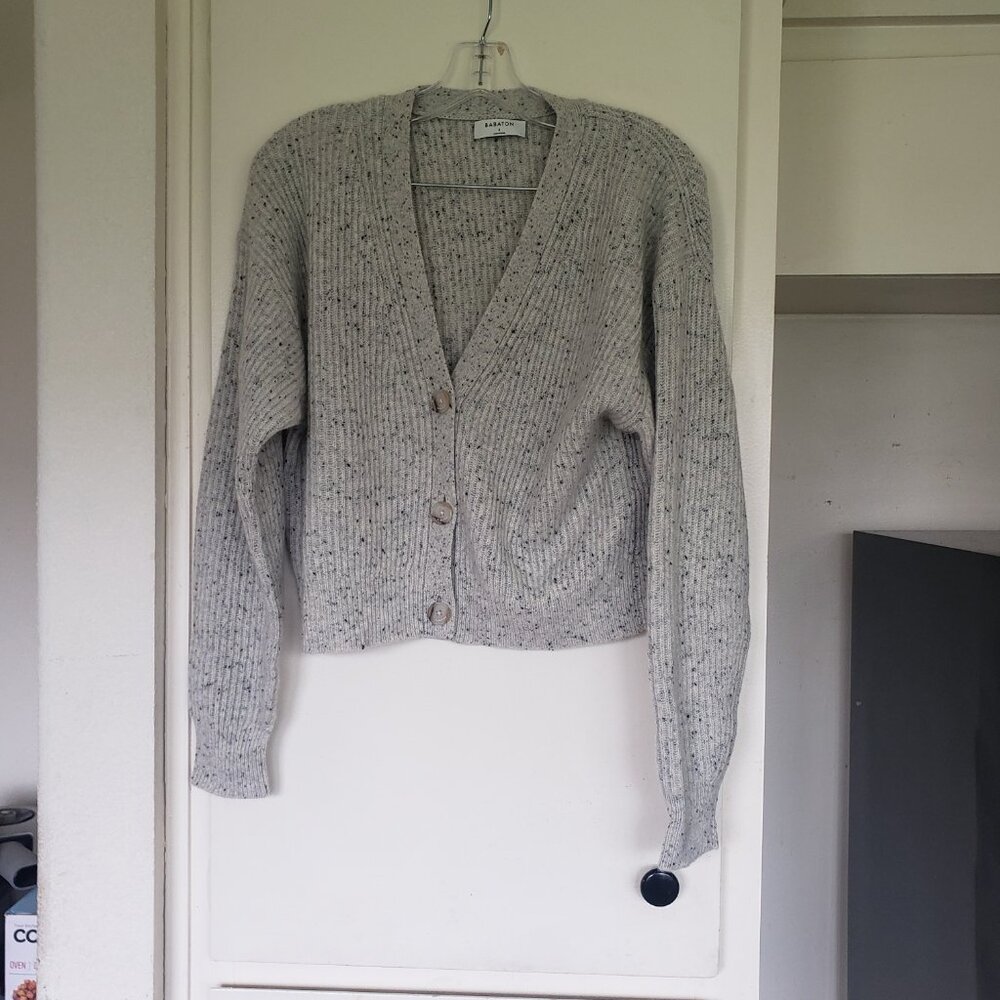 Babaton Cream Button up sweater with black Specs Size Small